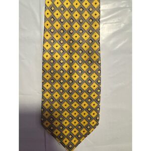 Marquis Yellow Geometric Diamond‎ Pattern Men's Tie 100 Polyester